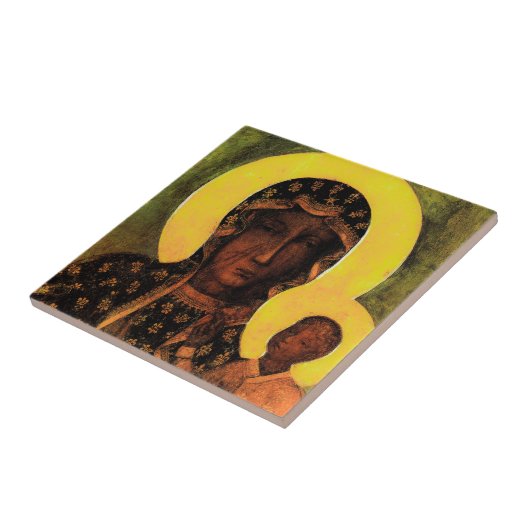 Black Madonna Icon Traditionelles Polen Geschenk Fliese (Seite)