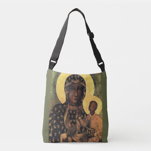 Black Madonna Jungfrau Mary Icon Polen Unsere Lady Tragetaschen Mit Langen Trägern (Vorderseite)