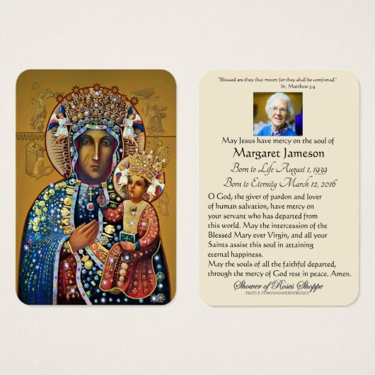 Black Madonna Jungfrau Mary Katholic Beerdigung Ge (Vorne & Hinten)