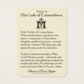 Black Madonna Jungfrau Mary Katholic Gebet (Rückseite)