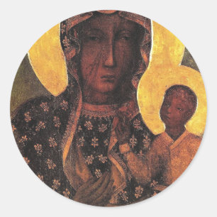 Black Madonna Poland Our Lady Of Czestochowa Runder Aufkleber