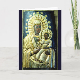 Black Madonna Wood Carving Weihnachtsfeierliche Br Feiertagskarte