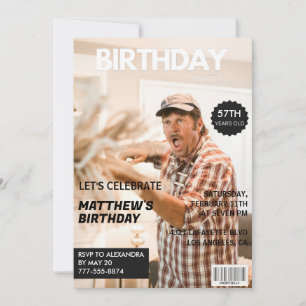Black Magazine Cover Foto 57. Geburtstag Einladung