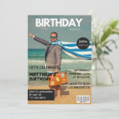 Black Magazine Spaß Foto 39. Geburtstag Einladung (Stehend Vorderseite)