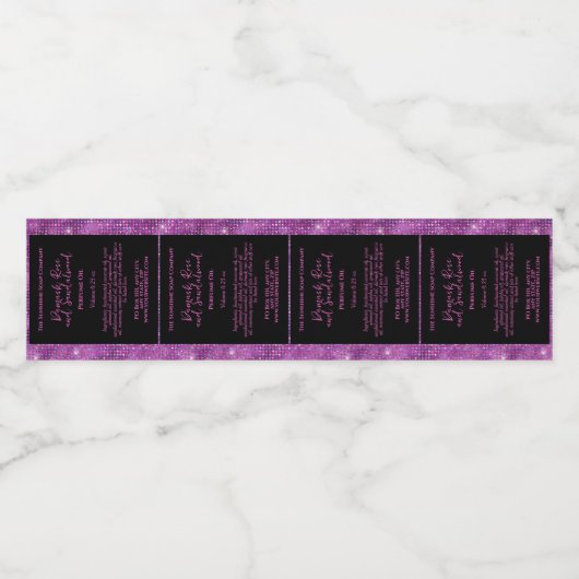 Black Magenta Glitzer Parfümerrolle Flaschenetiket Wasserflaschenetikett (Einzelnes Label)