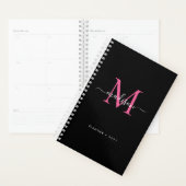 Black Magenta Pink Girly Monogram Script Name 2021 Planer (Anzeige)
