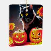 Black Magic Cat mit Pumpkins Keramikornament (Rechts)
