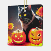 Black Magic Cat mit Pumpkins Keramikornament (Links)