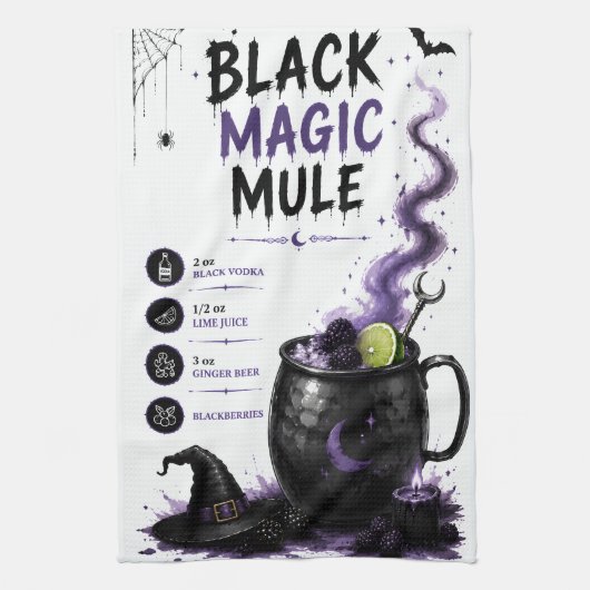 Black Magic Mule Halloween Rezept Geschirrtuch (Vertikal)