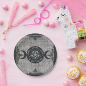 Black Magic Triple Moon Pentagramm Vintag Wiccan Pappteller (Party)