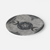 Black Magic Triple Moon Pentagramm Vintag Wiccan Pappteller (Schrägansicht)
