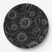 Black Magic Vintag Celestial Sun Moon Stars Pappteller (Vorderseite)