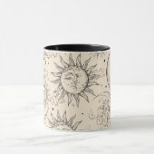 Black Magic Vintag Celestial Sun Moon Stars Tasse (Zentrum)