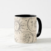 Black Magic Vintag Celestial Sun Moon Stars Tasse (VorderseiteRechts)