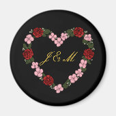 black magnet with a pink and red heart (Vorne)