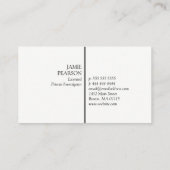 Black Magnifying Glass Pattern Private Detection Visitenkarte (Rückseite)