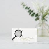 Black Magnifying Glass Private Investigator Visitenkarte (Stehend Vorderseite)