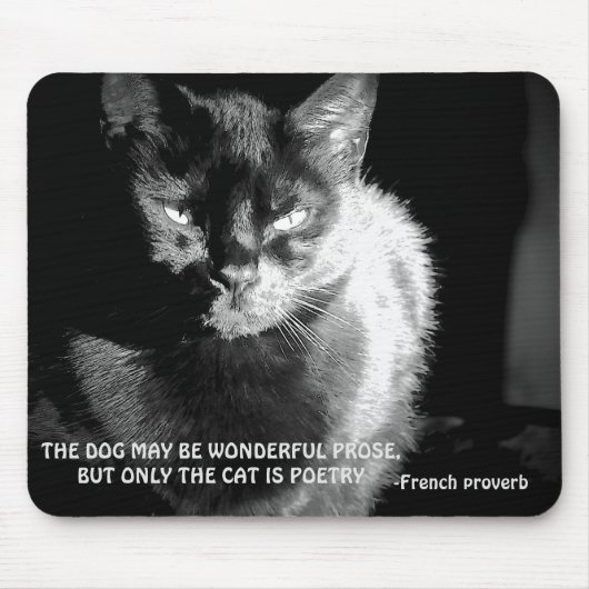 Black Maine Coon Cat mit französischem Poverb Mousepad (Vorne)
