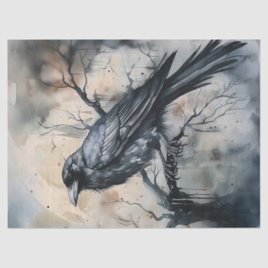 Black Majestic Raven Seidenpapier (Vorderseite)