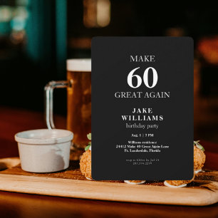 Black Make 60 Great Again Birthday Party Einladung