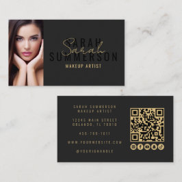 Black Makeup Artist Beauty Salon QR Code Photo Visitenkarte
