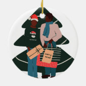 Black Male Couple Weihnachten Keramik Ornament (Hinten)