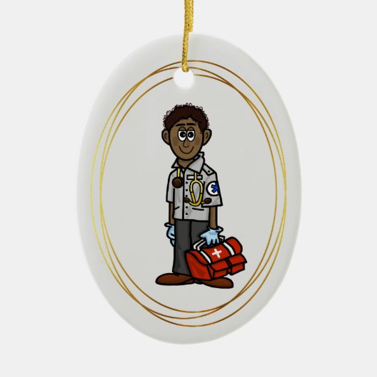 Black Male EMS Paramedic Weihnachtsschmuck (Vorne)