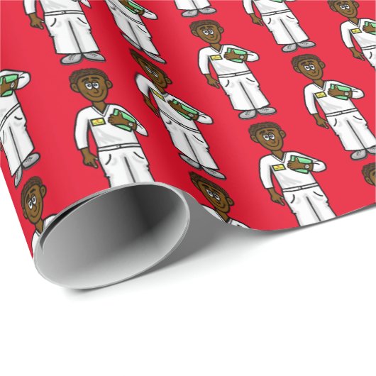 Black Male Nurse Gift Wrap Geschenkpapier (Rolleneckpunkt)