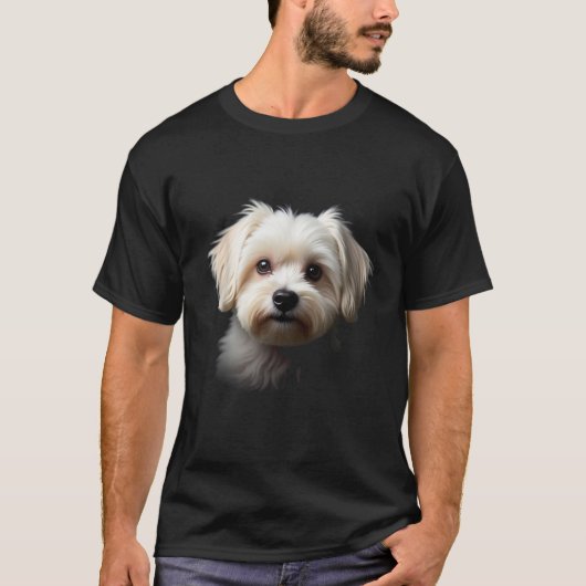 Black Maltese Dog Maltese Face T-Shirt (Vorderseite)