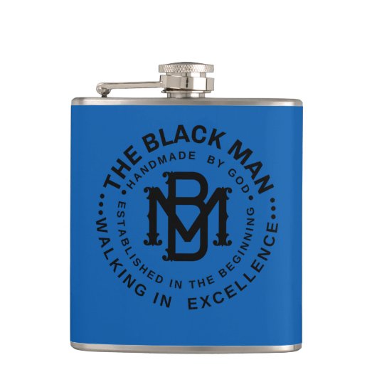 Black Man Emblem Liquor Vinyl Wrapped Flask Flachmann (Vorderseite)