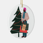 Black Man Pink Hair Weihnachten Keramik Ornament (Rechts)