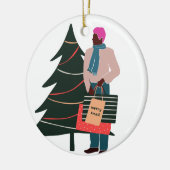 Black Man Pink Hair Weihnachten Keramik Ornament (Links)