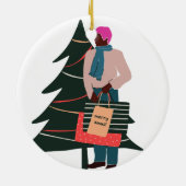 Black Man Pink Hair Weihnachten Keramik Ornament (Hinten)