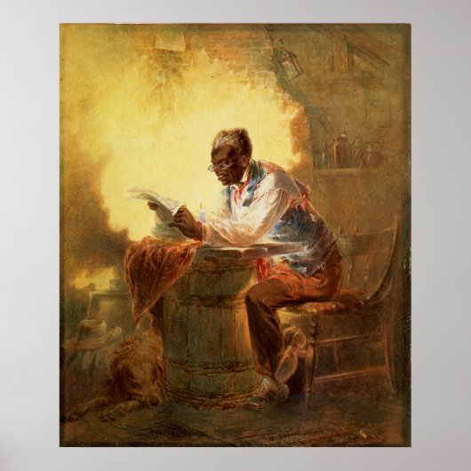 Black Man Reading Newspapier von Candlelight Poster (Vorne)