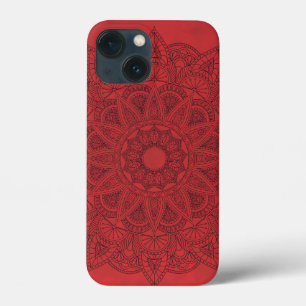 Black Mandala auf der Roten Ebene Hintergrund Case-Mate iPhone Hülle