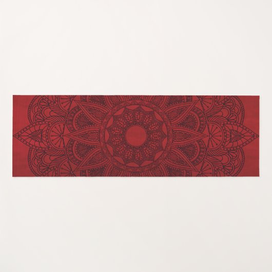 Black Mandala auf der Roten Ebene Hintergrund Yogamatte (Vorderseite (Horizontal))