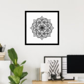 Black Mandala auf weißem Poster (Heimbüro)