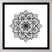 Black Mandala auf weißem Poster (Vorne)