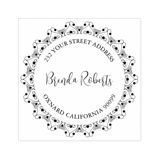 Black Mandala Border Custom Modern Typografy Gummistempel (Prägung)