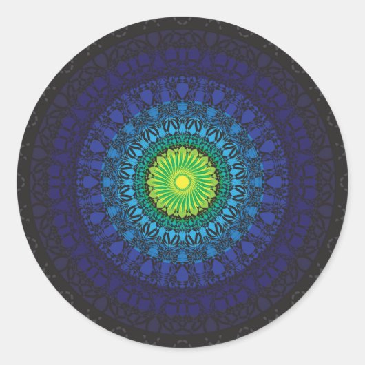 Black Mandala Design Runder Aufkleber (Vorderseite)