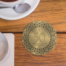 Black Mandala On Gold 50 Jahre Hochzeit Getränkeuntersetzer