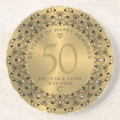 Black Mandala On Gold 50 Jahre Hochzeit Getränkeuntersetzer (Vorne)
