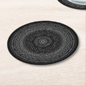 Black Mandala v3 Round Paper Untersetzer (Angewinkelt)