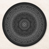 Black Mandala v3 Round Paper Untersetzer (Vorderseite)