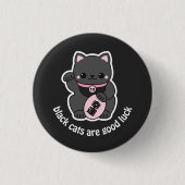 Black Maneki Neko Button (Vorderseite)