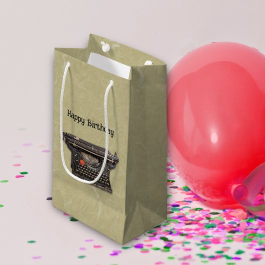 Black Manual Old Time Schreibwriter auf Tan Kleine Geschenktüte