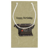 Black Manual Old Time Schreibwriter auf Tan Kleine Geschenktüte (Rückseite)