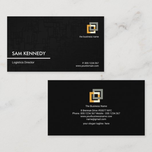 Black Map Grid Lines Logistics Transporter Visitenkarte (Vorne/Hinten)