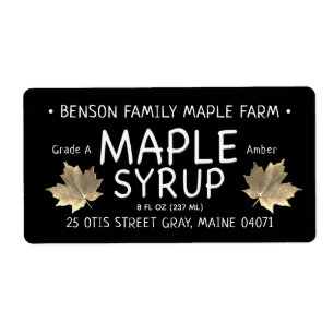 Black Maple Sirup Label Gold Zucker Ahornleaf