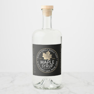 Black Maple Sirup Label Gold Zucker Ahornleaf Alkoholflaschenetikett